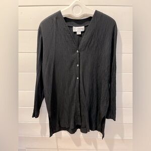 🖤 NYGÅRD COLLECTION Vintage Black Crinkle Tunic – Size 16